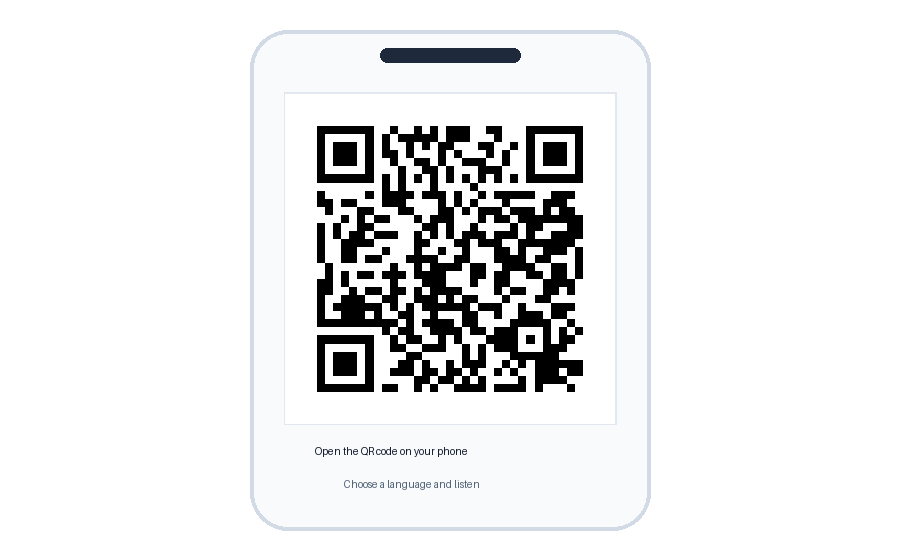 Mobile phone opening a QR code for an Interpreter24 receiver page